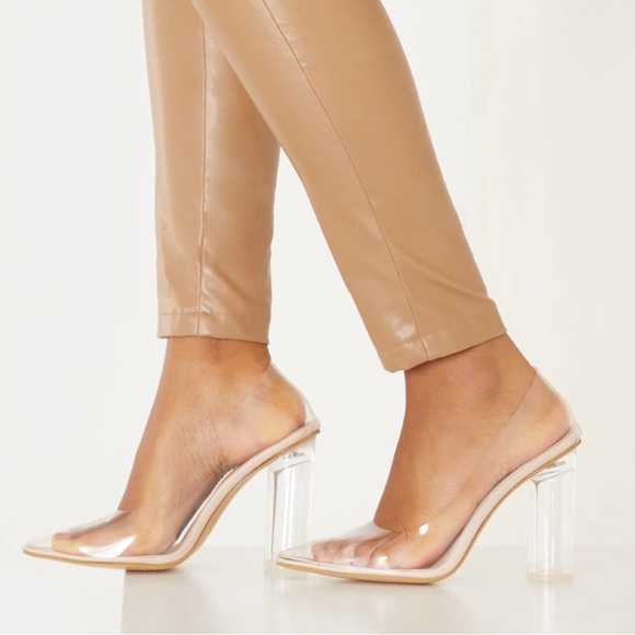 Nude Block Heel Clear Court Pumps - Picture 3 of 11
